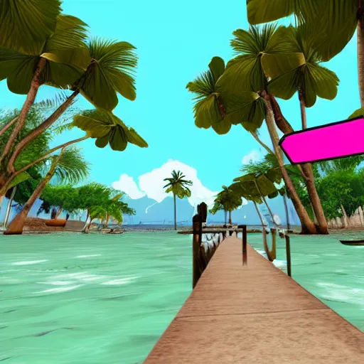 Prompt: a Thai island in the style of GTA vice city