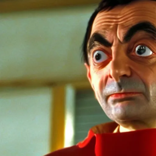 Image similar to film still of Mr Bean in Kill Bill