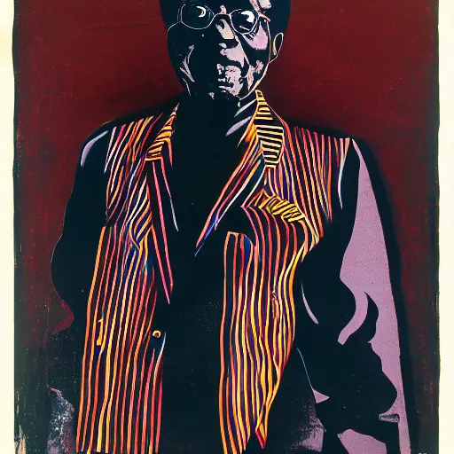 Image similar to a portrait of Robert Mugabe by Andy Warhol