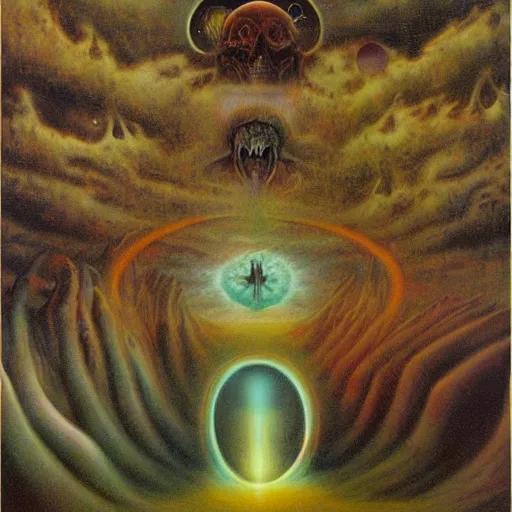 Image similar to Existential cosmic despair by Gerald Brom and Zdzisław Beksiński