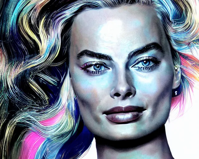 Prompt: led art of margot robbie, hyper detailed, award winning