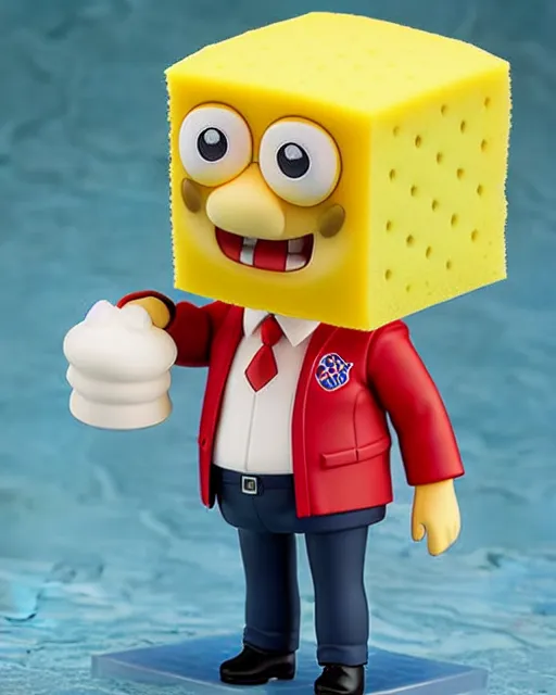 Image similar to nendoroid sponge bob ted cruz, collectible, product photo, realistic shaded, fine detail