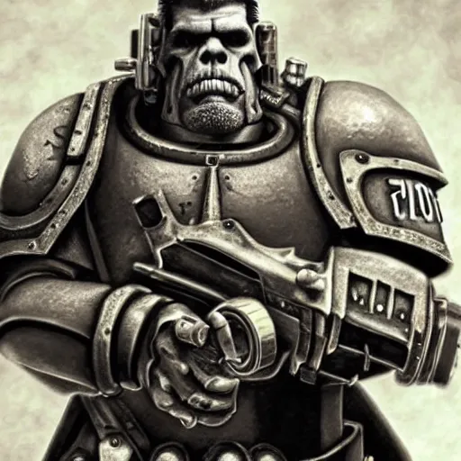 Prompt: Warhammer 40k Ron Perlman, photorealistic