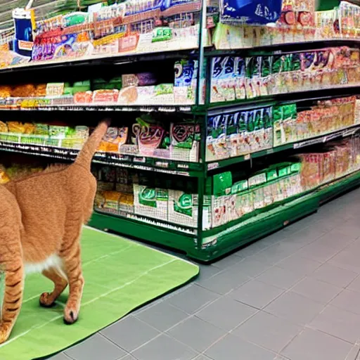 Prompt: a Caracal cat inside ICA Supermarket