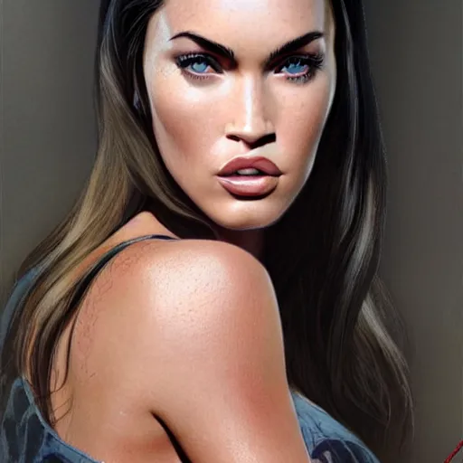 Prompt: megan fox closeup of face. hyperrealistic portrait, photo realistic, poster, artstation, volumetric lighting, digital art, very detailed face by magali villeneuve