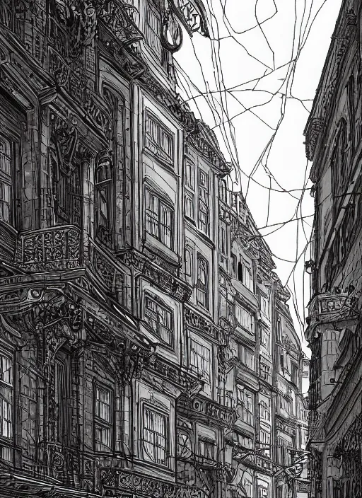 Image similar to Budapest , Dynamic lighting, cinematic, extremely high detail, photo realistic, cinematic lighting, pen and ink, intricate line drawings, post processed, artstation, matte painting, style by Paru Itagaki