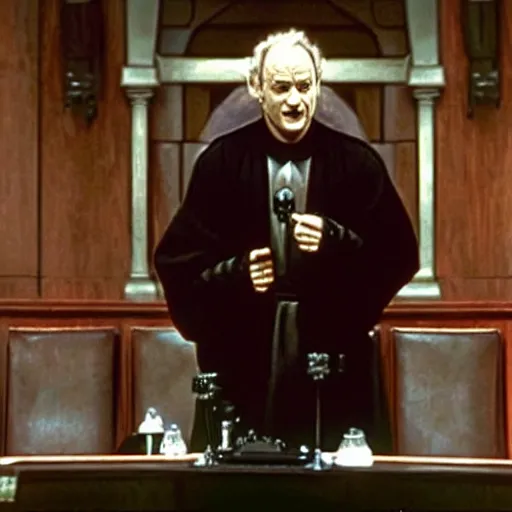 Image similar to bill murray as palpatine giving a speech in the senate, star wars movie by george lucas