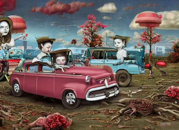 Image similar to the world inside a car batery, lowbrow, matte painting, 3 - d highly detailed, in the style of mark ryden,