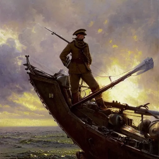 Prompt: detailed cinematic wide shot of swedish sea captain back view seeing his world war 2 battle ship attacking coastal city, ultra realistic, spring light, painting by gaston bussiere, craig mullins, j. c. leyendecker