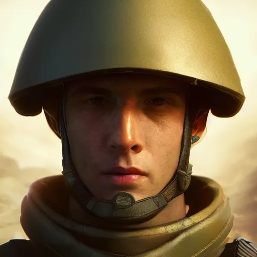 Image similar to portrait of soldier, 8 k uhd, unreal engine, octane render in the artstyle of finnian macmanus, john park and greg rutkowski