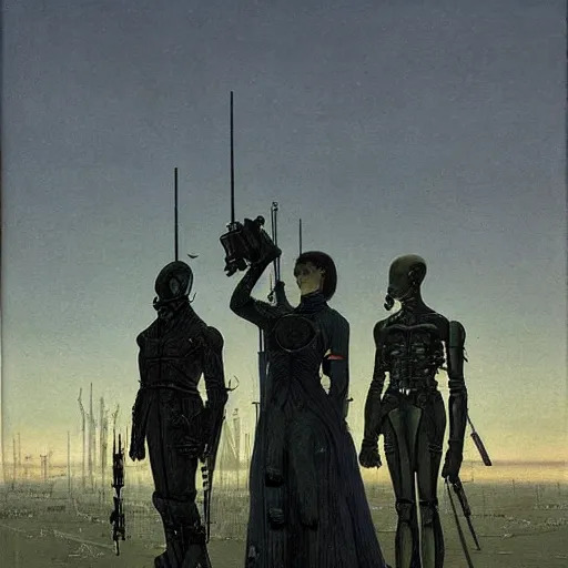 Image similar to cyborgs by caspar david friedrich