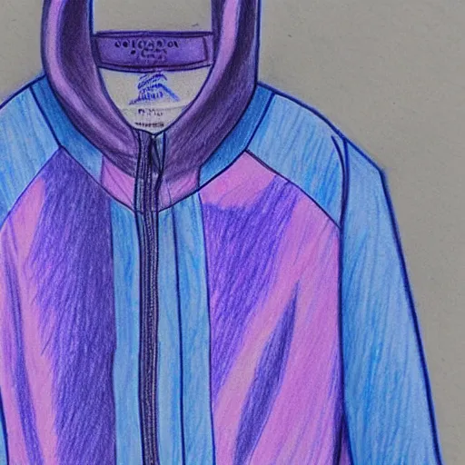 Image similar to a drawing of a blue and purple jacket, a color pencil sketch by avgust cernigoj, instagram contest winner, digital art, art on instagram, childs drawing, seapunk