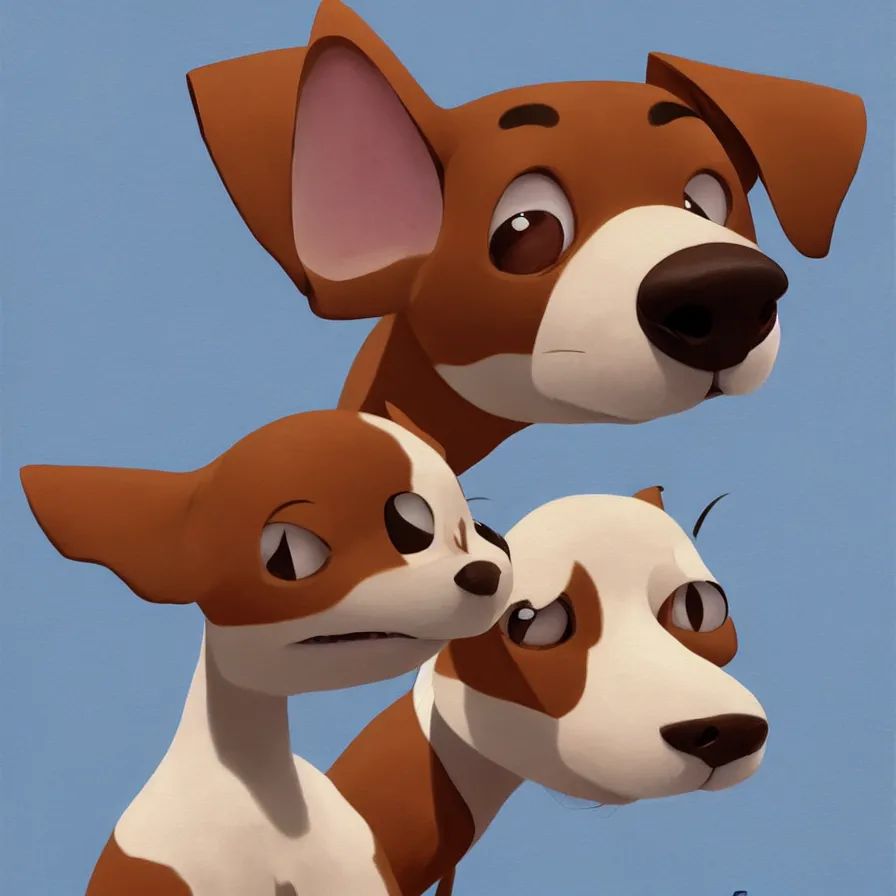 Image similar to Goro Fujita illustrating an extremely realistic photograph of a brown and white dog, with long ears, a small nose and wide eyes, art by Goro Fujita, sharp focus, highly detailed, ArtStation