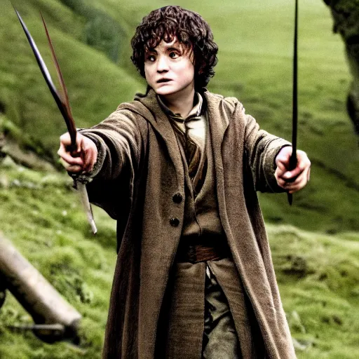 Image similar to Film still of Harry Potter as Frodo in Lord of the Rings: The Return of the King