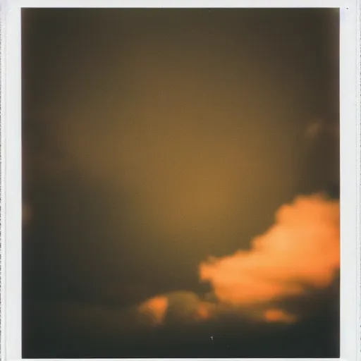 Image similar to instant photograph the night, polaroid, raw, beautiful, nostalgic, light leak, clouds, city