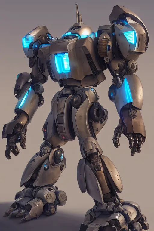 Image similar to mechwarrior 5 : mercenaries mech megaman transformer robot boss tank engine game octane render, 4 k, hd 2 0 2 2 3 d cgi rtx hdr style chrome reflexion glow fanart, global illumination ray tracing hdr fanart arstation by ian pesty by jesper ejsing pixar and disney unreal zbrush central hardmesh