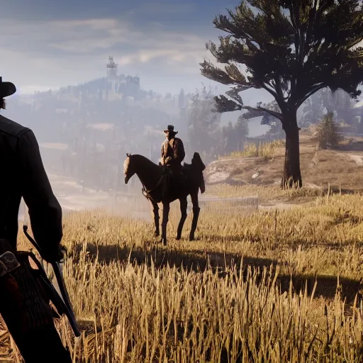 Image similar to red dead redemption 2 in the style of dark souls