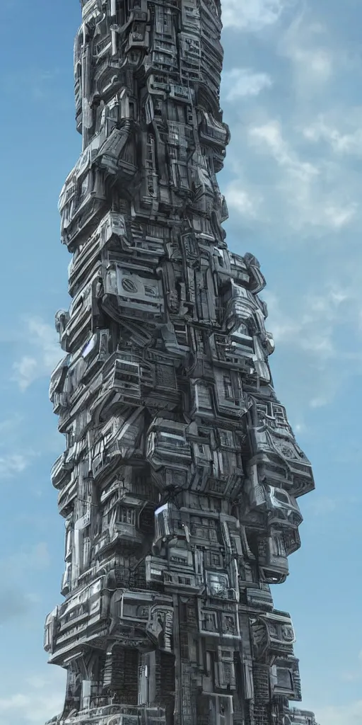 Image similar to epic futuristic tower, highly detailed, realistic, dramatic