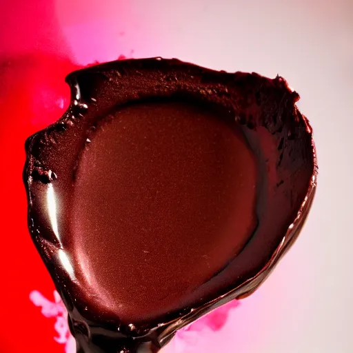 Image similar to macro photography studio lighting 3 point light of large strawberry dipped in melted dark chocolate award winning