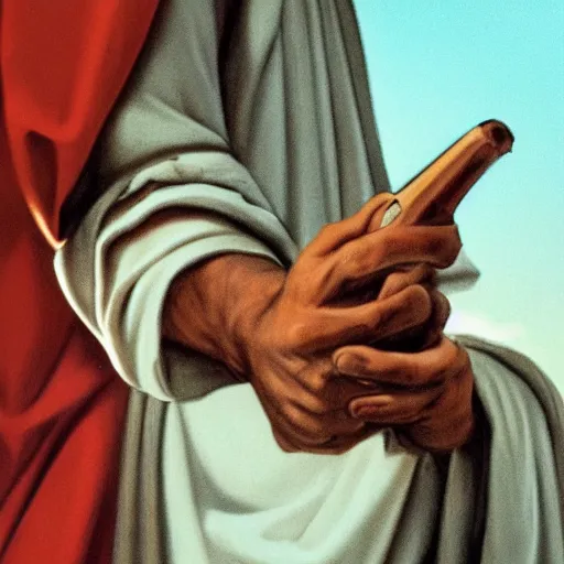 Image similar to jesus christ holding one pistol with each hand