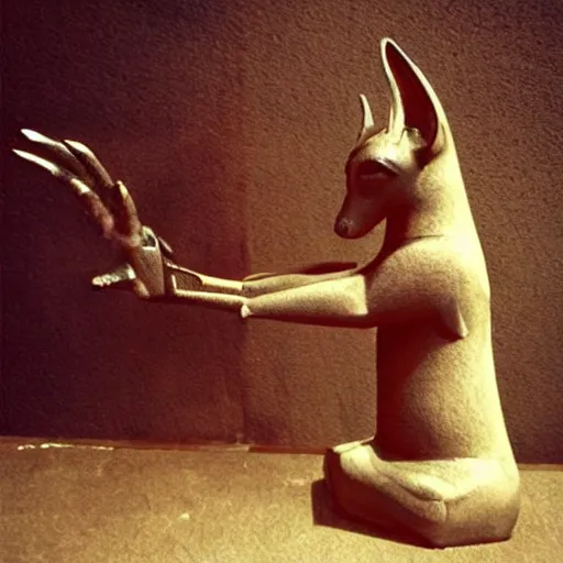 Image similar to Anubis as a metal fan