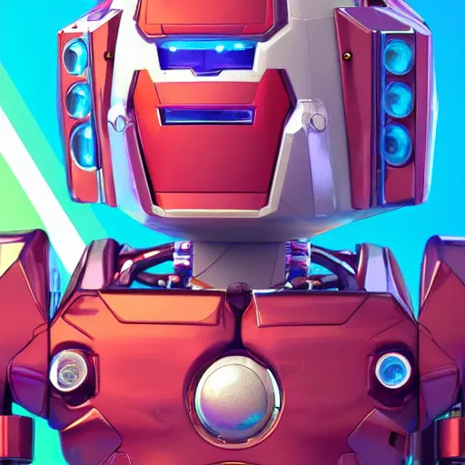 Image similar to 80s futuristic retro digimon robot character, colorful chrome:: by beeple and James Gilleard and Justin Gerard :: ornate, dynamic, particulate, intricate, elegant, highly detailed, centered, artstation, smooth, sharp focus, octane render, 3d