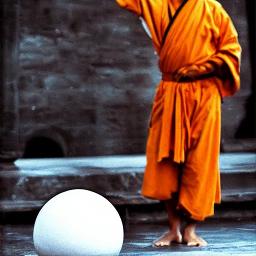 Prompt: Shaolin Monk pondering his orb