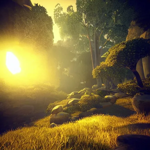 Image similar to “unreal engine sheep golden light”