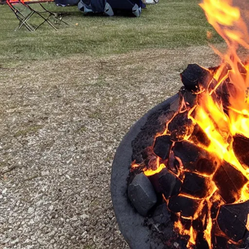 Prompt: quadcopter view of the fire