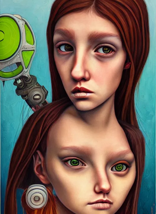 Image similar to a portrait of a pretty sewer punk young lady by aaron jasinski