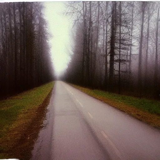 Image similar to Beautiful cameraphone, soft liminal Photograph of a Lithuanian road