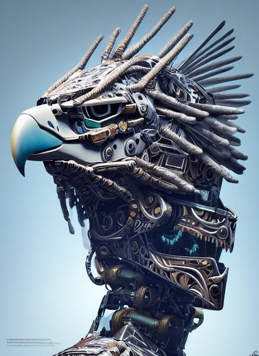 Image similar to symmetry!! portrait of a hybrid robot eagle, floral! horizon zero dawn machine, intricate, elegant, highly detailed, ray tracing, digital painting, artstation, concept art, smooth, sharp focus, illustration, art by artgerm and greg rutkowski, 8 k