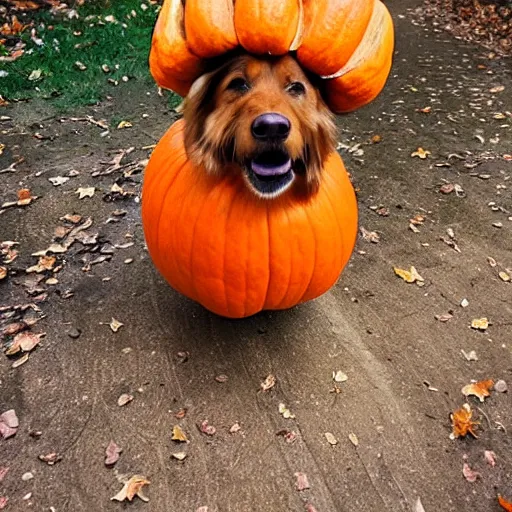 Image similar to dog wearing pumpkin costume, award - winning 4 k photography