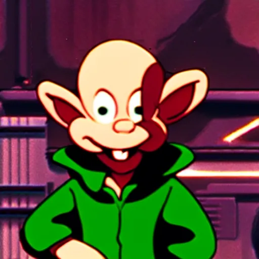 Image similar to Elmer Fudd from Loony Tunes in Doom, wearing green armor and helmet, killing demons, rip and tear, video game