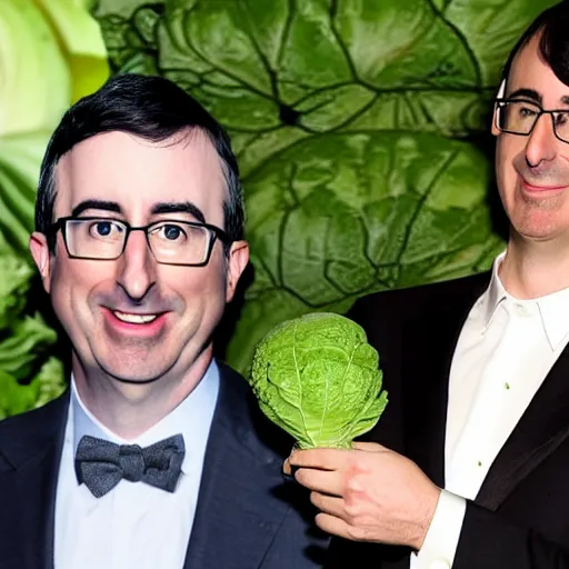 Image similar to john oliver and a cabbage are getting married