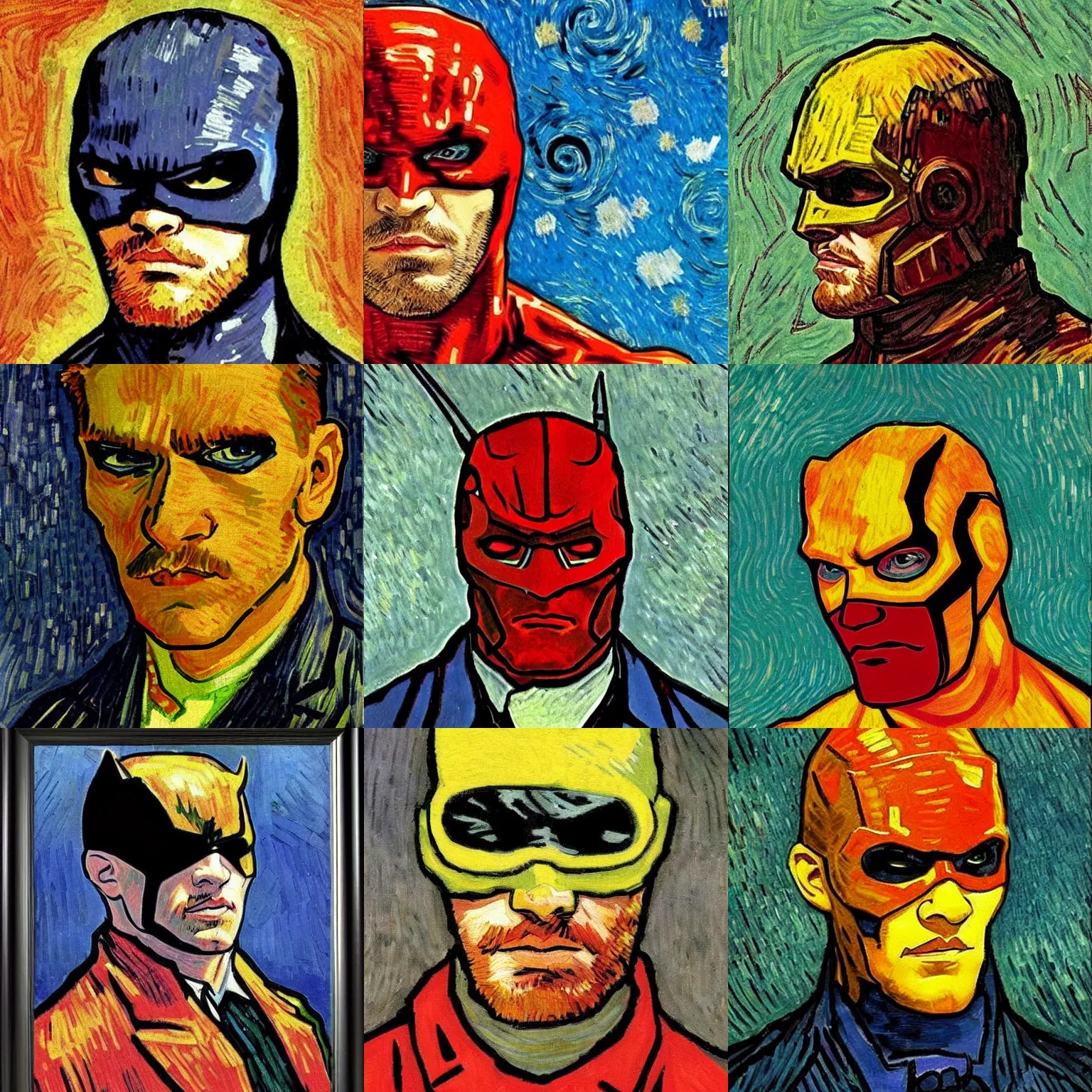 Prompt: daredevil painted by van gogh