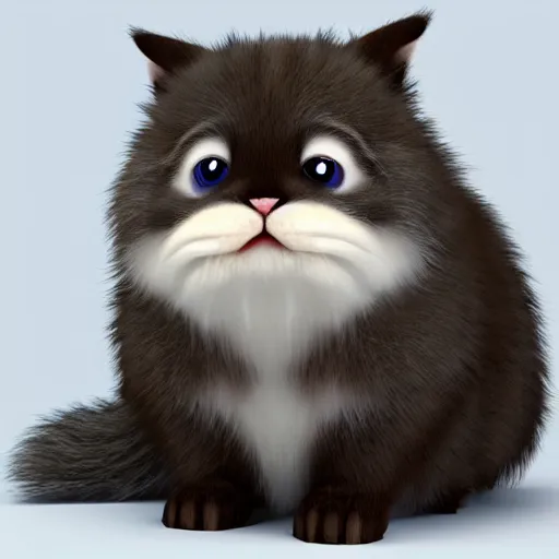 Image similar to cute colorful fluffy long haired fat kitten bunny hybrid creatures with detailed gradient fur, in the style of maurice sendak, detailed high quality realistic 3 d render unreal engine, 4 k