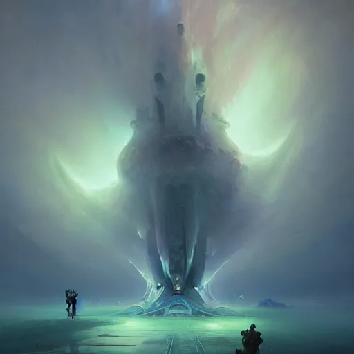 Image similar to aliens invading earth made by ivan aivazovsky, peter mohrbacher, greg rutkowski volumetric light effect broad light oil painting painting fantasy art style sci - fi art style realism premium prints available artwork unreal engine
