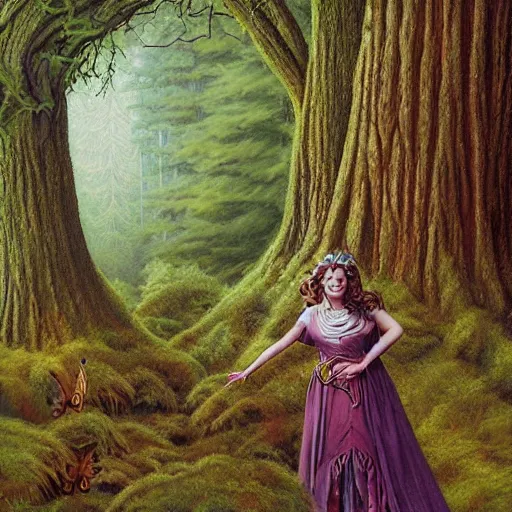 Image similar to detailed painting of a princess in the woods by Michael Whelan,