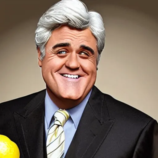Prompt: a lemon with jay leno's face