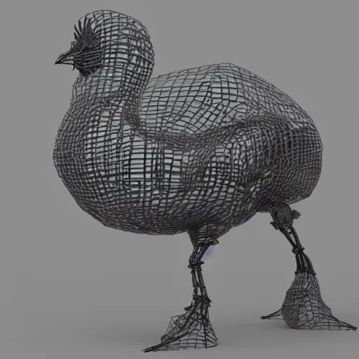 Image similar to 4 th dimensional chicken render, wireframe, unreal engine