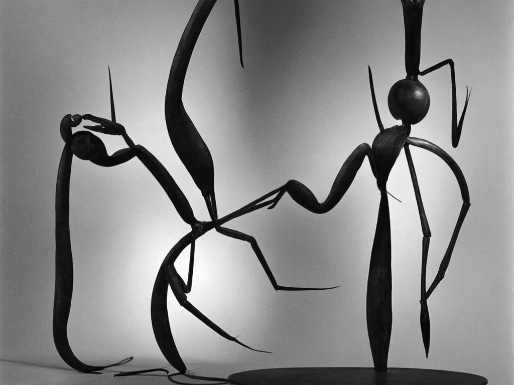 Image similar to round brutalist stone table lamp in the shape of praying mantis, lily. karl blossfeldt, salvador dali