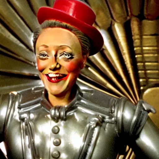 Image similar to a still from a tv commercial for an action figure of happy christopher walken as the tin man from the wiz the movie, singing & dancing, 4 k, highly detailed, award winning, look at all that detail!