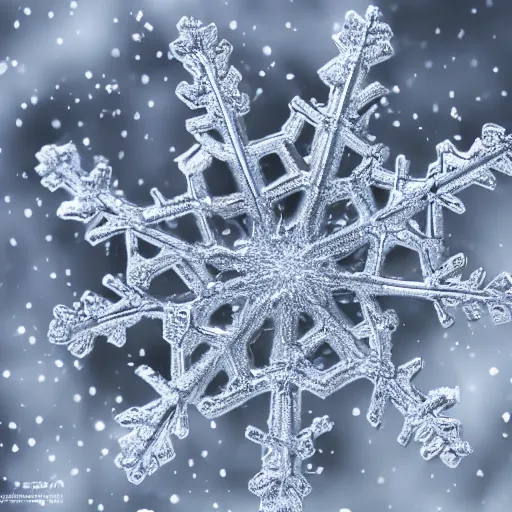 Image similar to glistening macro shot of a snowflake with 5 - fold symmetry, extremely detailed and intricate!!!, hd, 4 k