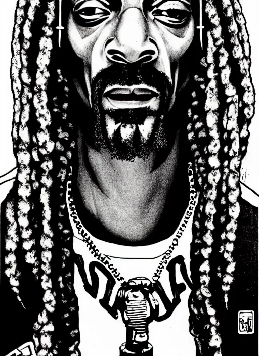 Image similar to snoop dogg portrait, cyberpunk 2 0 2 0 manual, by steampoweredmikej, inktober, ink drawing, black and white, coloring pages, manga, highly detailed