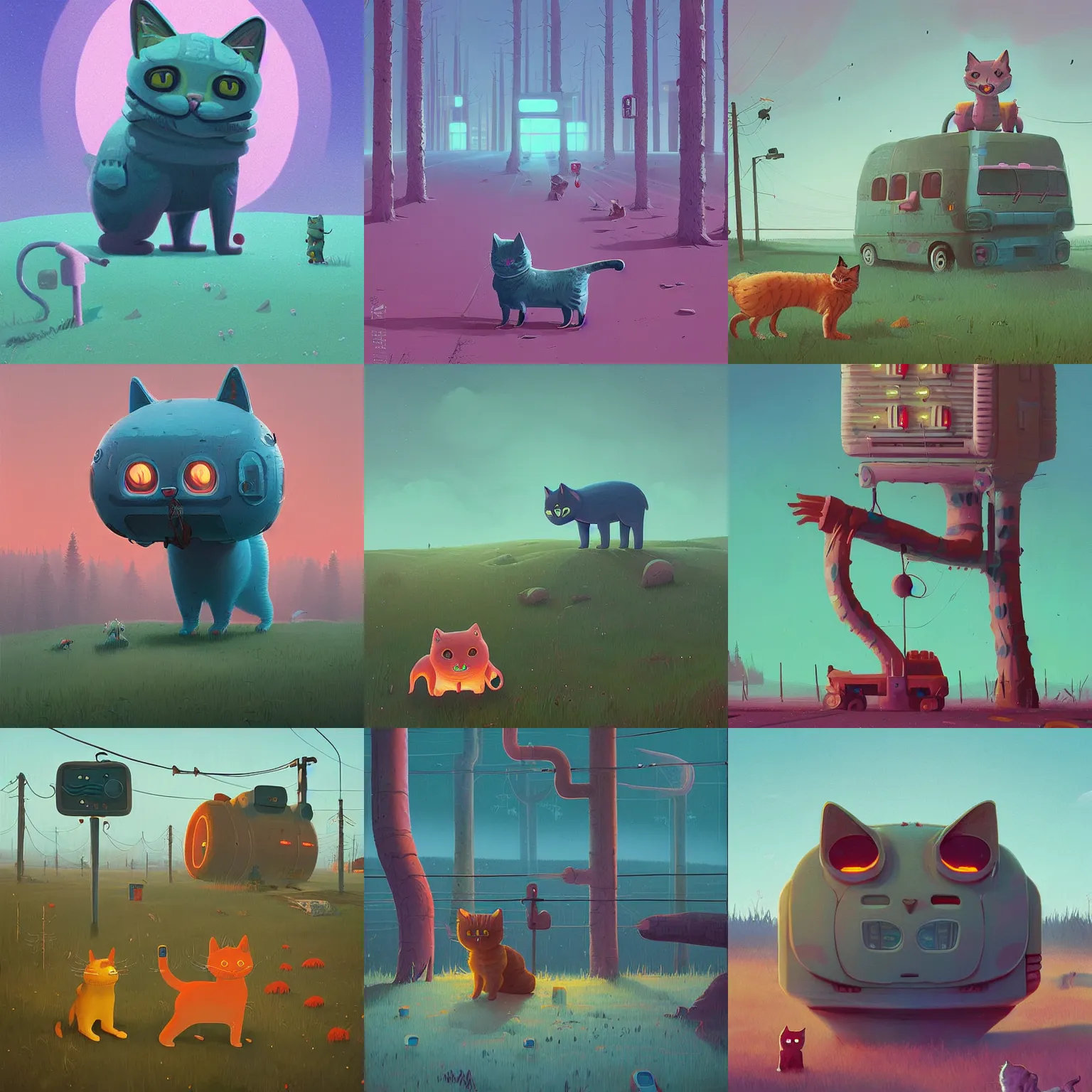 Prompt: ! dream cute cat 8 2 3 by simon stalenhag