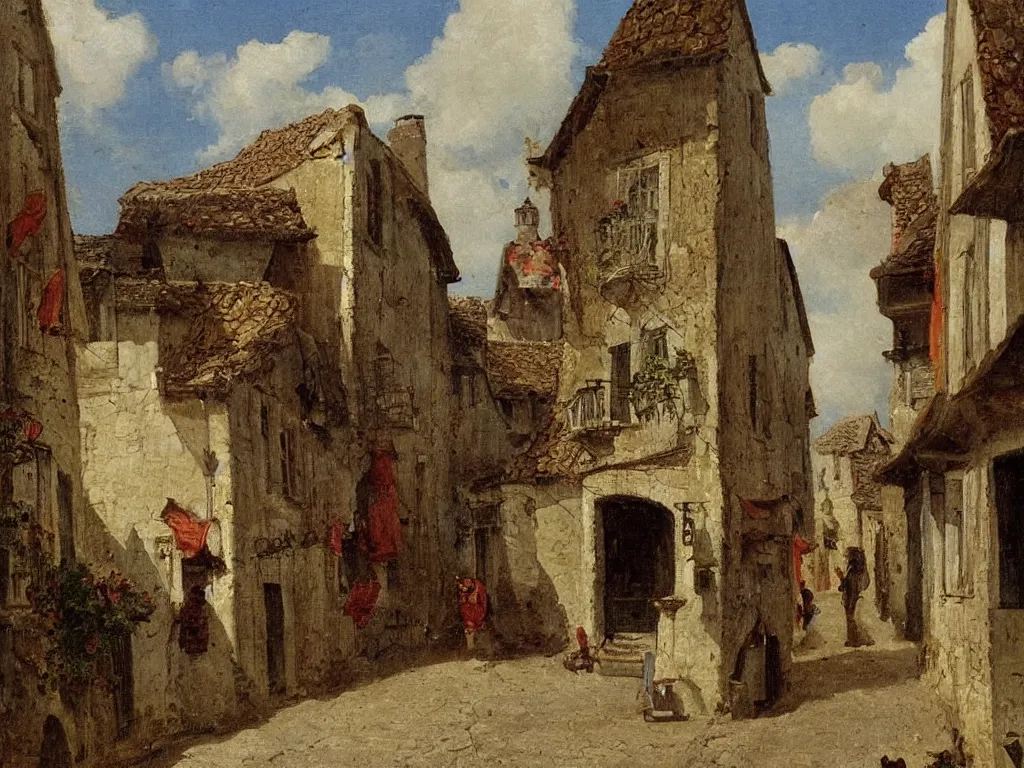 Image similar to a street in a small village, by jean - baptist monge,