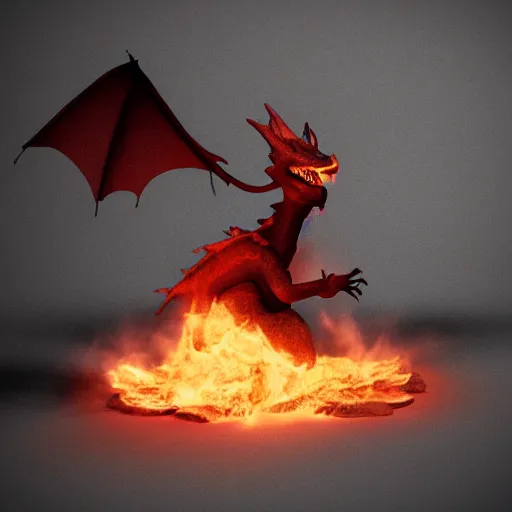 Prompt: cute fumo plush of a dragon girl breathing fire, vray vfx, fire and smoke simulation, black and white