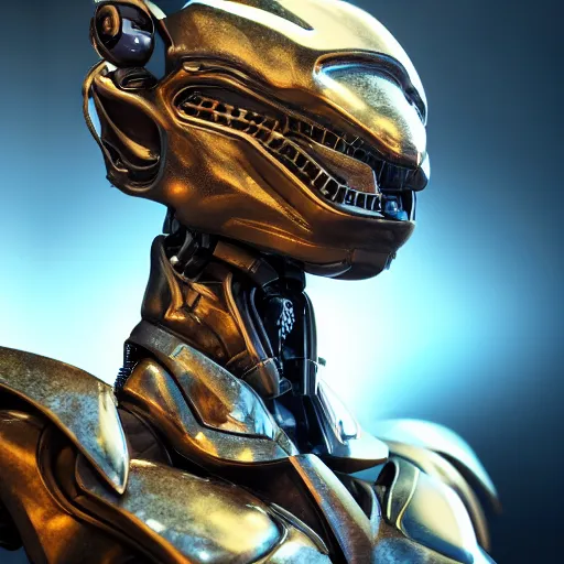Image similar to a highly detailed close-up bust, of an awe-inspiring beautiful cute humanoid anthropomorphic robotic mecha female dragon, with smooth and streamlined armor, standing and posing elegantly in front of the camera, well detailed head with LED eyes, sharp design, two arms, digital art, artstation, DeviantArt, professional, octane render, sunset lighting