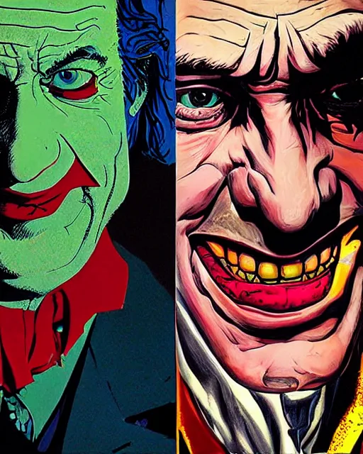 Image similar to portrait of saul goodman as the joker, colorful, art by makoto shinkai and peter elson, bernie wrightson